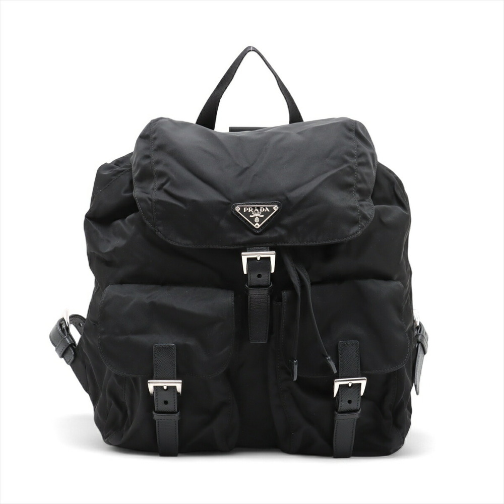 Prada Tessuto Leather Nylon Backpack Rucksack Black - Picture 2 of 8